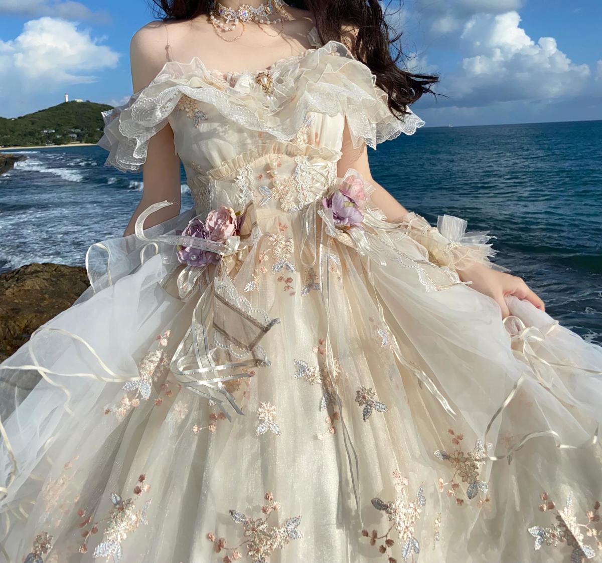 大人気花神フローラ 着痩せ ロリータスカート に刺繍 夏 花嫁のスカート かわいいJSK 大人気花神フローラ 着痩せ ロリータスカート に刺繍 夏 花嫁のスカート かわいいJSK