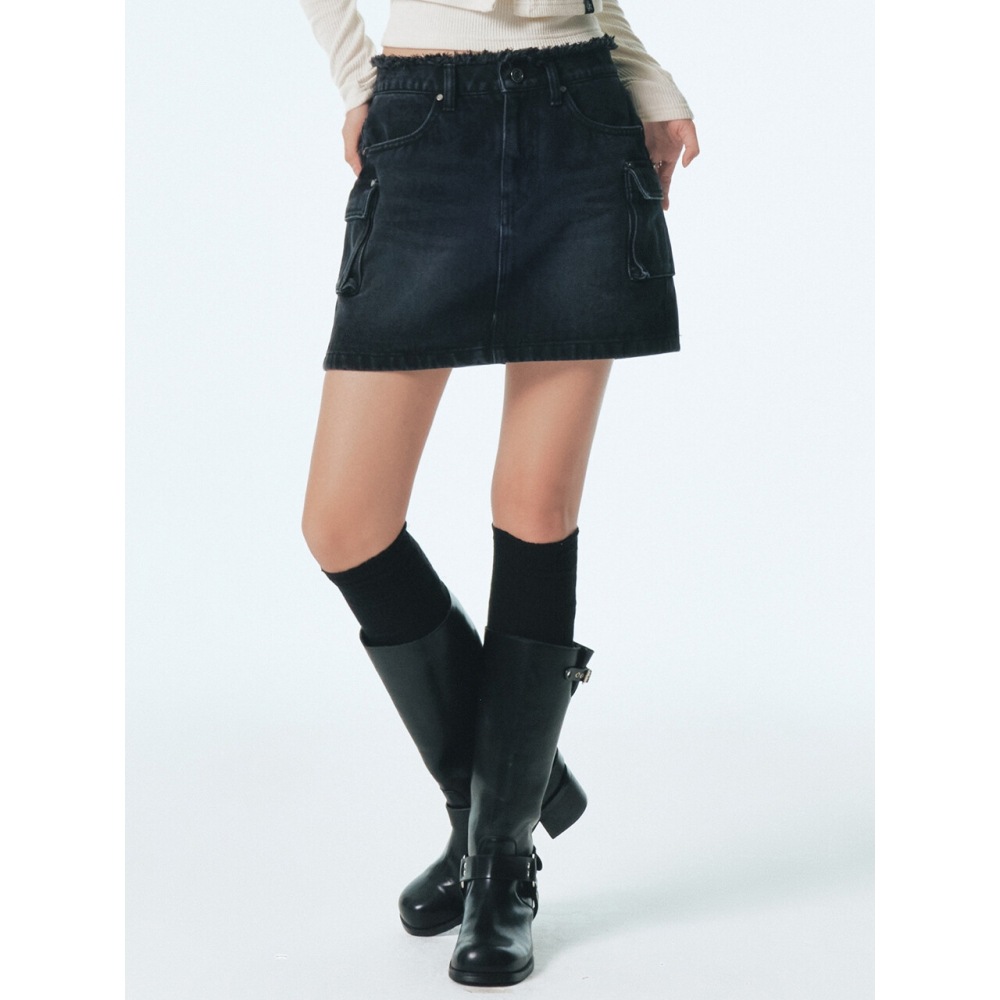 シティブリーズカーゴデニムミニスカートブラック シティブリーズカーゴデニムミニスカートブラック