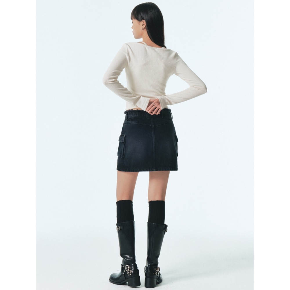 シティブリーズカーゴデニムミニスカートブラック シティブリーズカーゴデニムミニスカートブラック