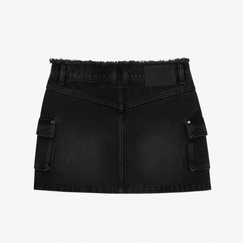 シティブリーズカーゴデニムミニスカートブラック シティブリーズカーゴデニムミニスカートブラック