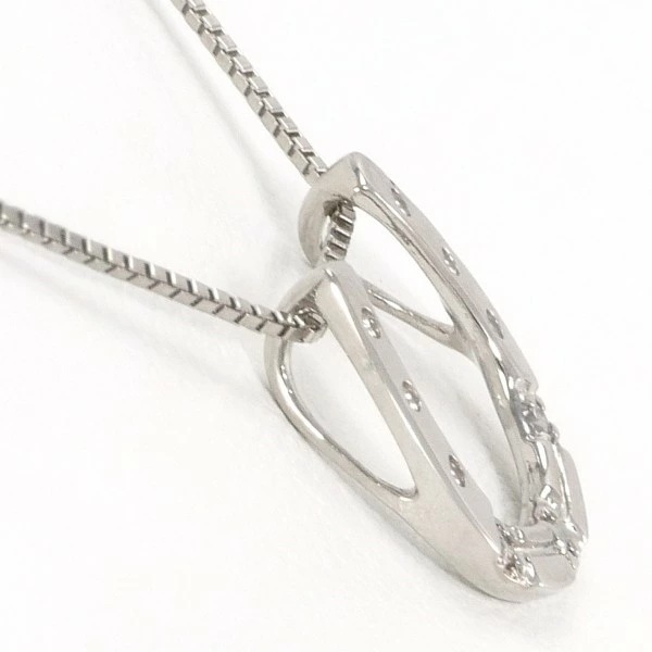 K10 10金 WG ホワイトゴールド ネックレス ダイヤ 0.01 約40cm ジュエリー 中古