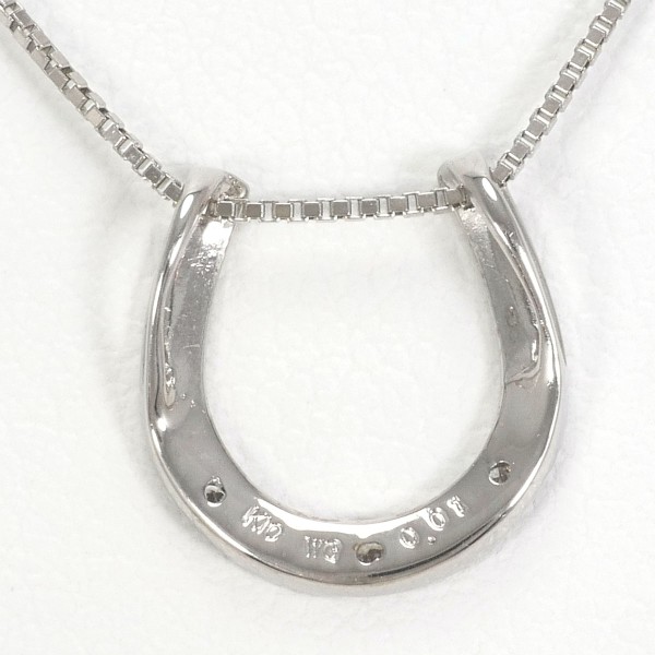 K10 10金 WG ホワイトゴールド ネックレス ダイヤ 0.01 約40cm ジュエリー 中古