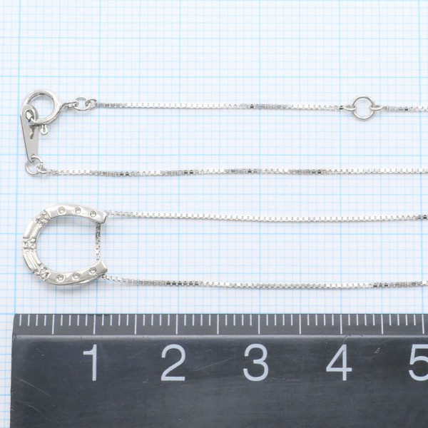 K10 10金 WG ホワイトゴールド ネックレス ダイヤ 0.01 約40cm ジュエリー 中古