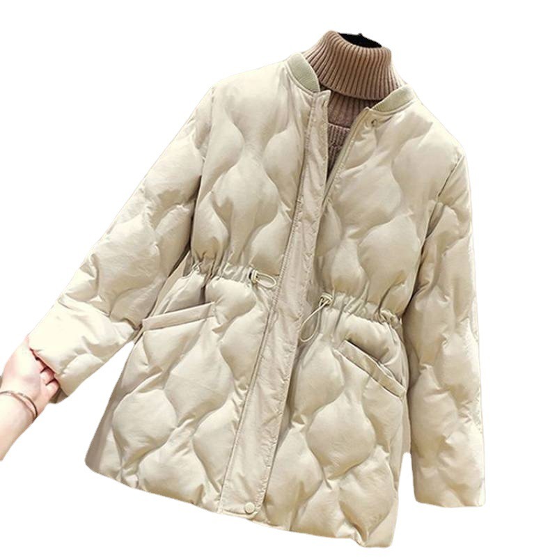 冬の女性用韓国風洋風ウエスト絞りダウンジャケット新しいデザインファッショナブルで多用途気質の綿入りジャケット
