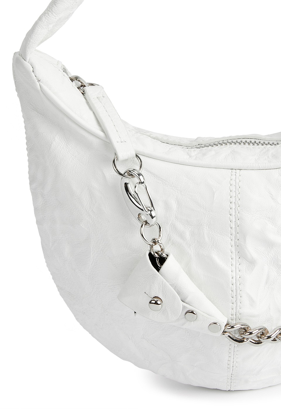 OPEN Yy】 CRINKLE MOTO HOBO MINI : WHITE ショルダーバッグ
