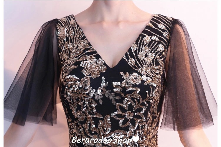 マーメイドドレス ブラック スパンコール キレイめ イブニングドレス ロングドレス 黒 パーティードレス タイトドレス タイトドレス ブルー Vネック セクシー 30代 40代