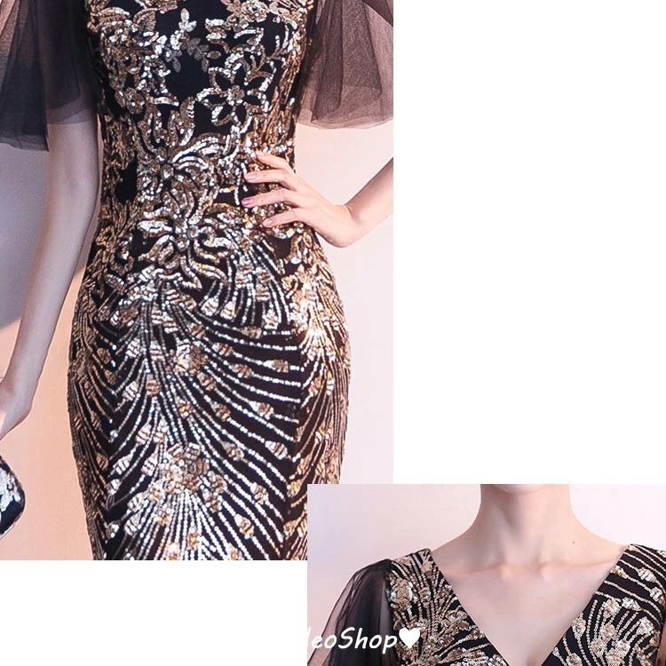 マーメイドドレス ブラック スパンコール キレイめ イブニングドレス ロングドレス 黒 パーティードレス タイトドレス タイトドレス ブルー Vネック セクシー 30代 40代