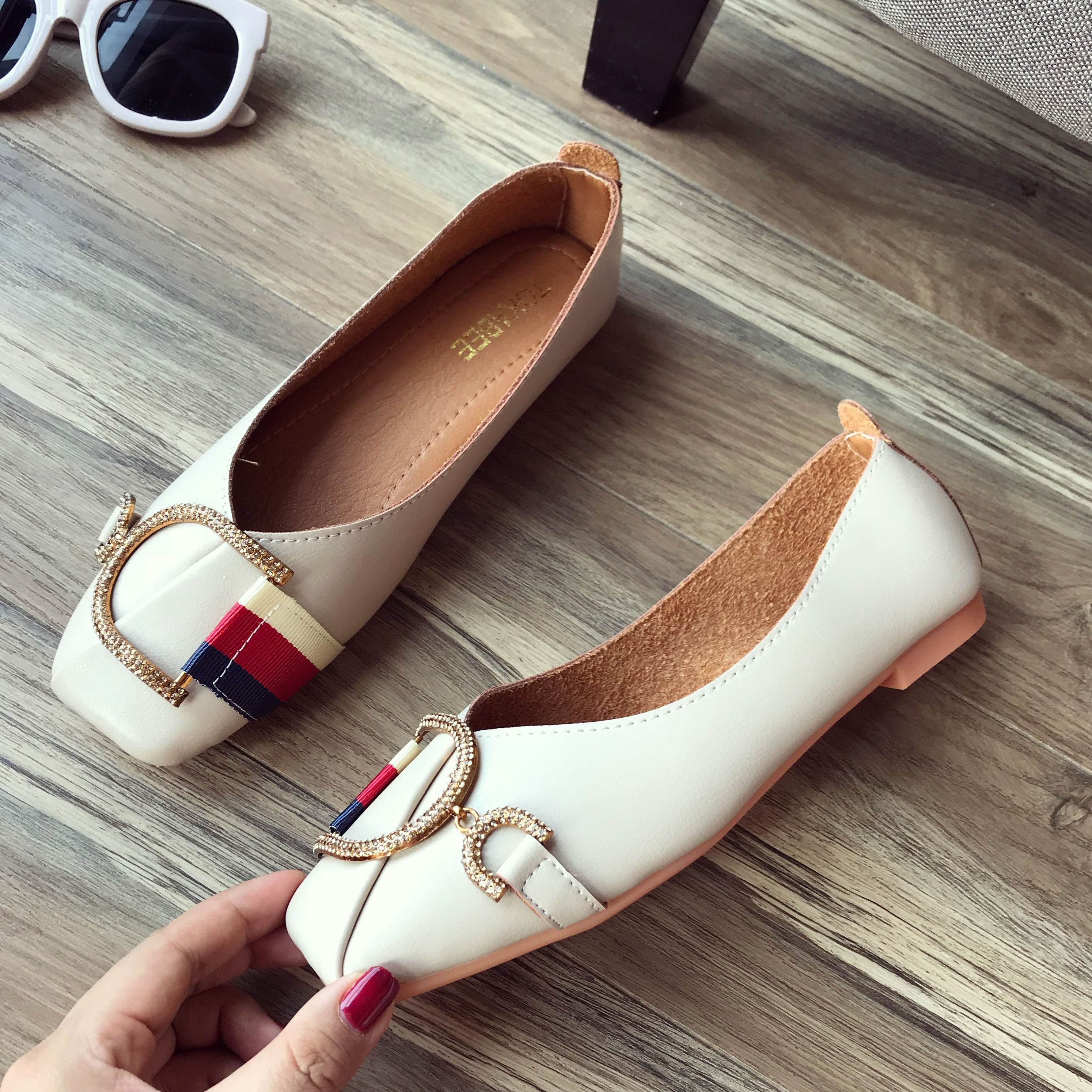 シューズ 靴 くつ クツ パンプス レディースシューズ レディースパンプス スクエアトゥパンプス フラットシューズ ぺたんこシューズ ぺたんこパンプス バレエシューズ 通勤パンプス フラット ぺたんこ