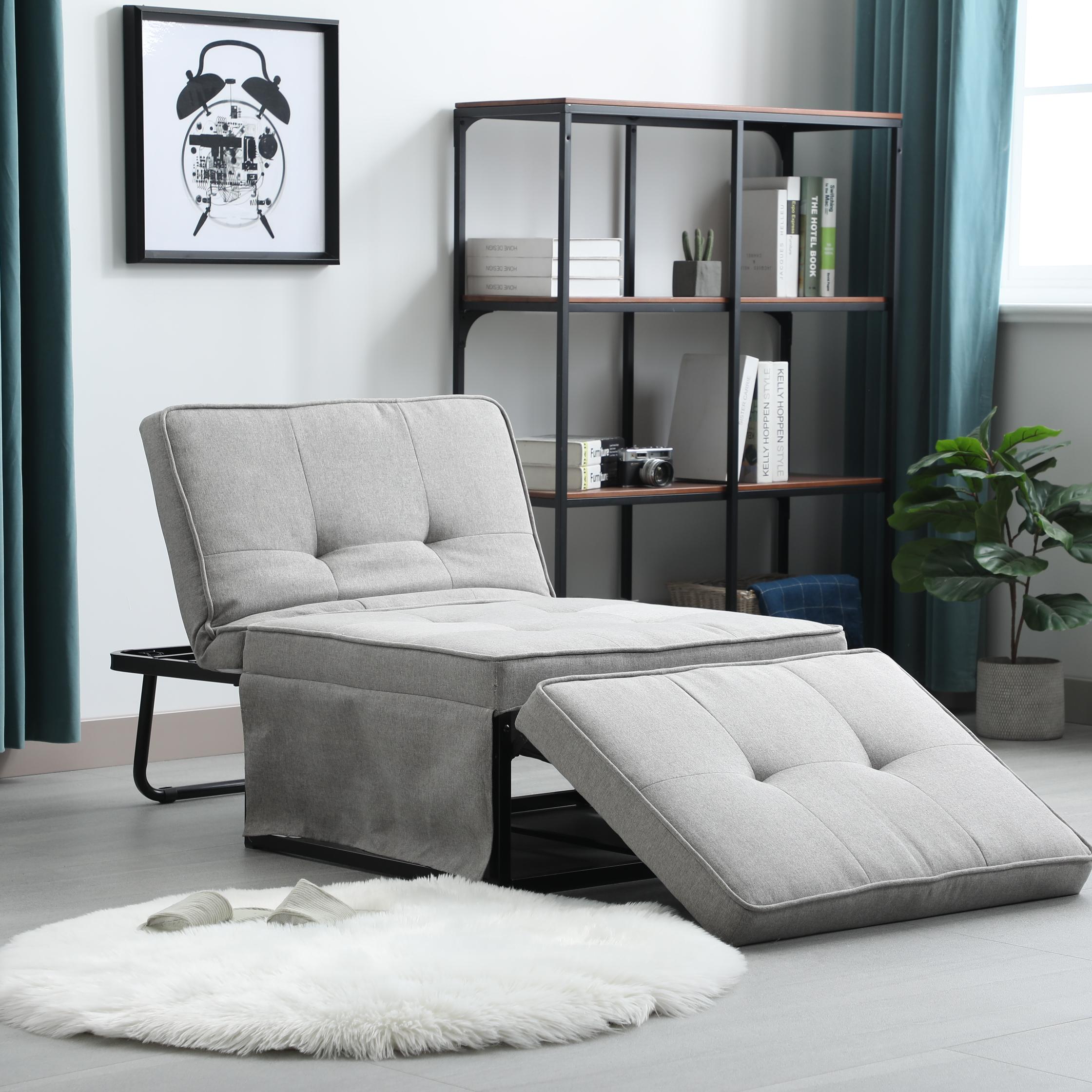 【大好評！最安値挑戦!】1人掛け ソファ 折りたたみソファ リクライニングソファ 3WAY コンパクト オードマンGG2907 Beige FabricG7