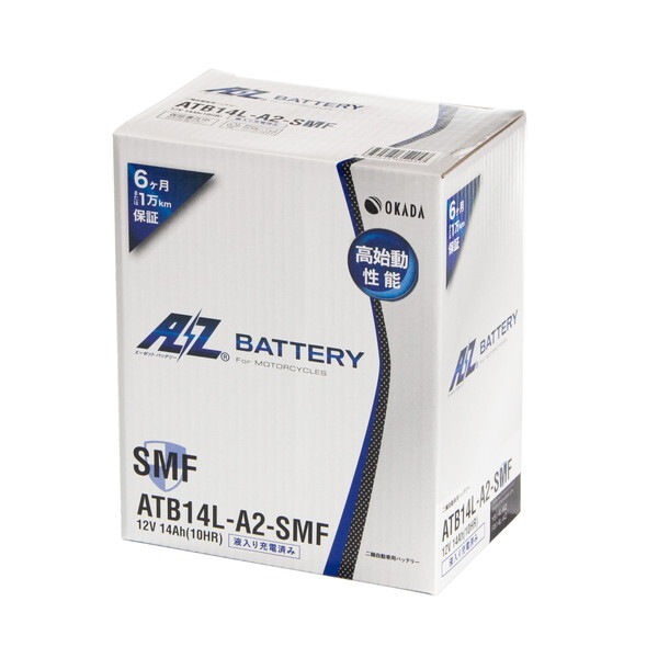 AZ ATB14L-A2-SMF AZ 2輪バッテリー液入充電済 AZ ATB14L-A2-SMF AZ 2輪バッテリー液入充電済
