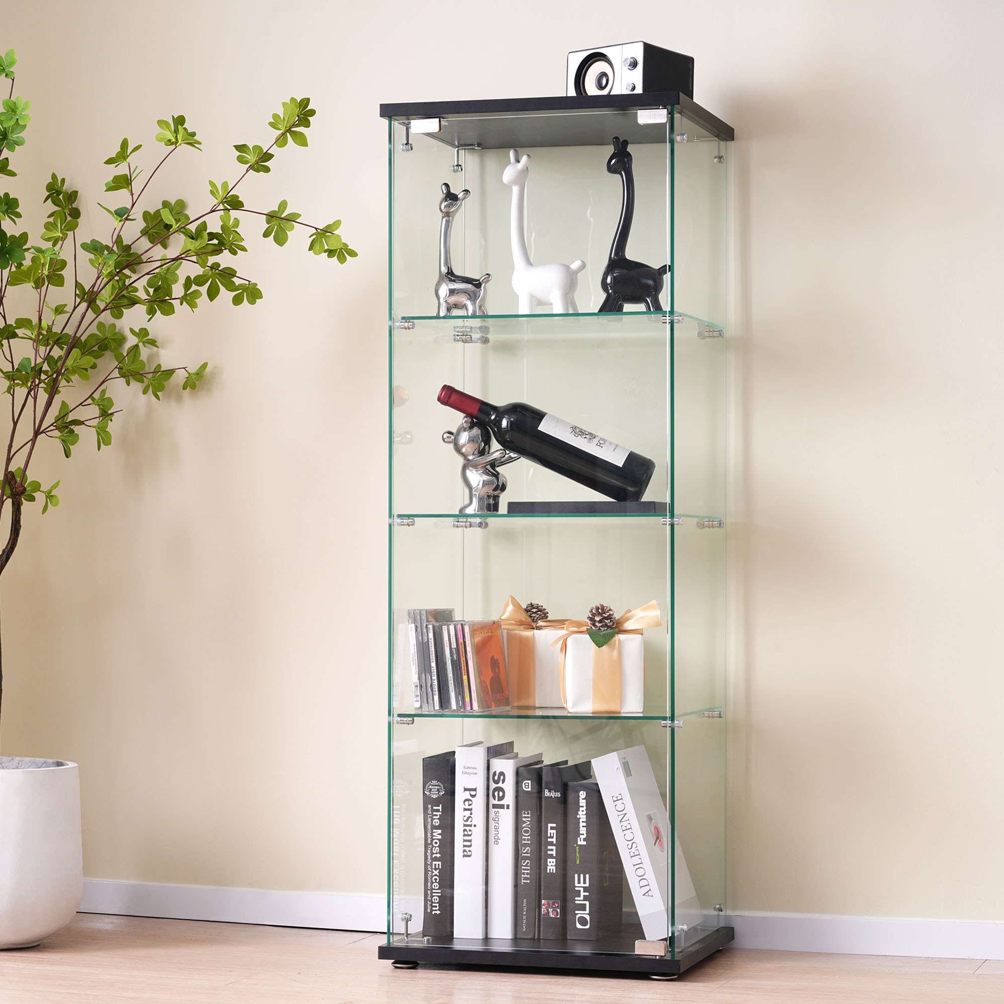 コレクションケース ガラスディスプレイキャビネット フィギュアケース 4段 ホワイト 強化ガラス 全面ガラス サイズ:幅42.5×奥行36.5×高さ120cm コレクションケース ガラスディスプレイキャビネット フィギュアケース 4段 ホワイト 強化ガラス 全面ガラス サイズ:幅42.5×奥行36.5×高さ120cm