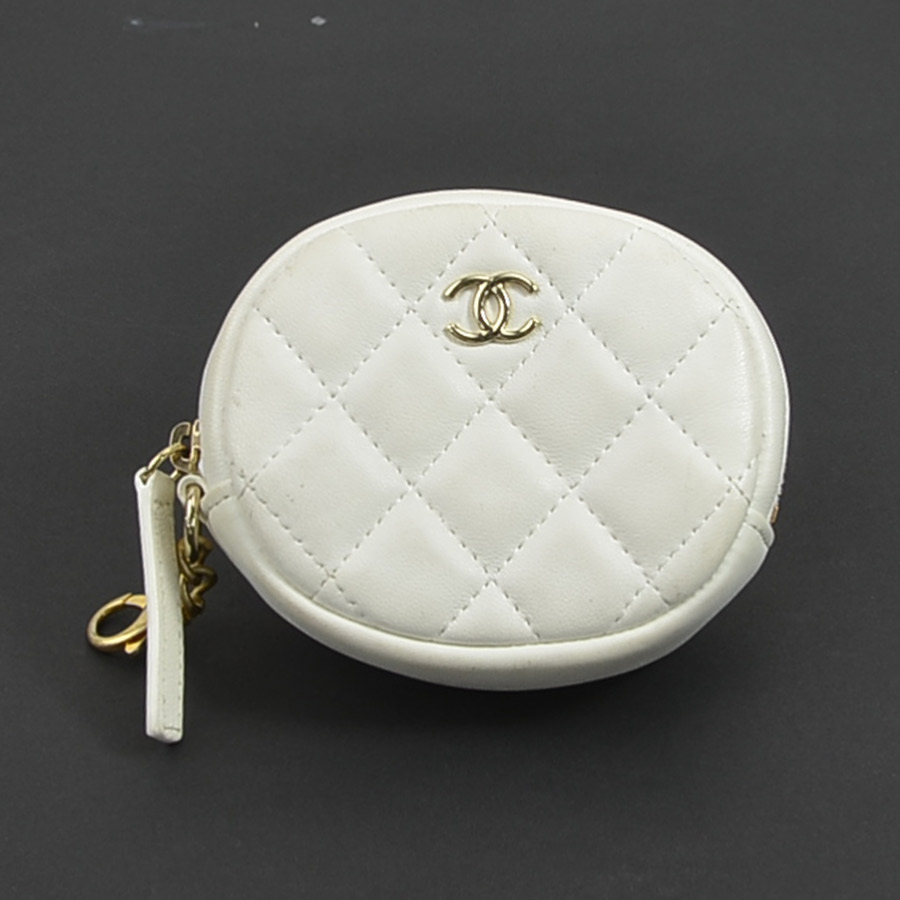 斜め掛けショルダーバッグ ココマーク ツイード/レザー/メタル ホワイト/ブラック/ゴールド/シルバー レディース e57437a pattayablatt.com