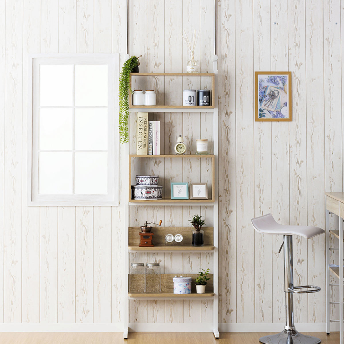 突っ張り オープンラック 幅60cm 棚 ボックス 自由組換 収納 突っ張り棚 スリム 壁面収納 つっぱり ラック 壁面ラック 壁面 天井つっぱり ディスプレイラック ウォールシェルフ