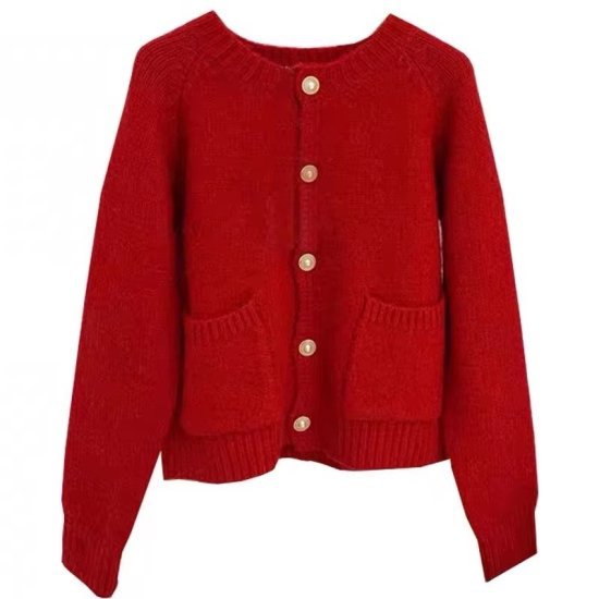 カーディガン レディース ニット セーター ラウンドネック 長袖 パールボタン ポケット レトロ クラシカル 無地 5color かわいい ガーリー カジュアル おでかけ デート おしゃれ カーディガン レディース ニット セーター ラウンドネック 長袖 パールボタン ポケット レトロ クラシカル 無地 5color かわいい ガーリー カジュアル おでかけ デート おしゃれ