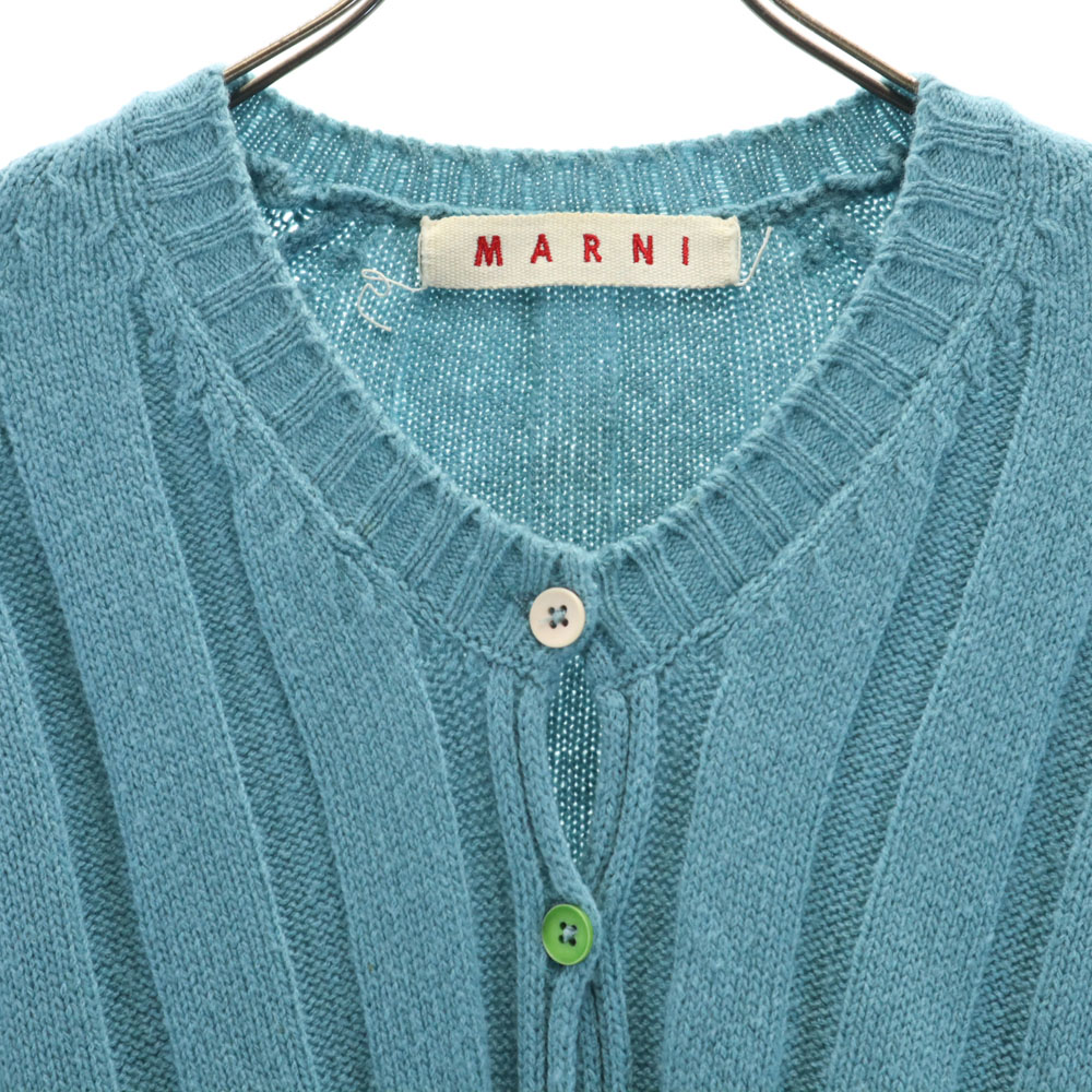 イタリア製 7分袖 ニットカーディガン 40 サックスブルー系 レディース