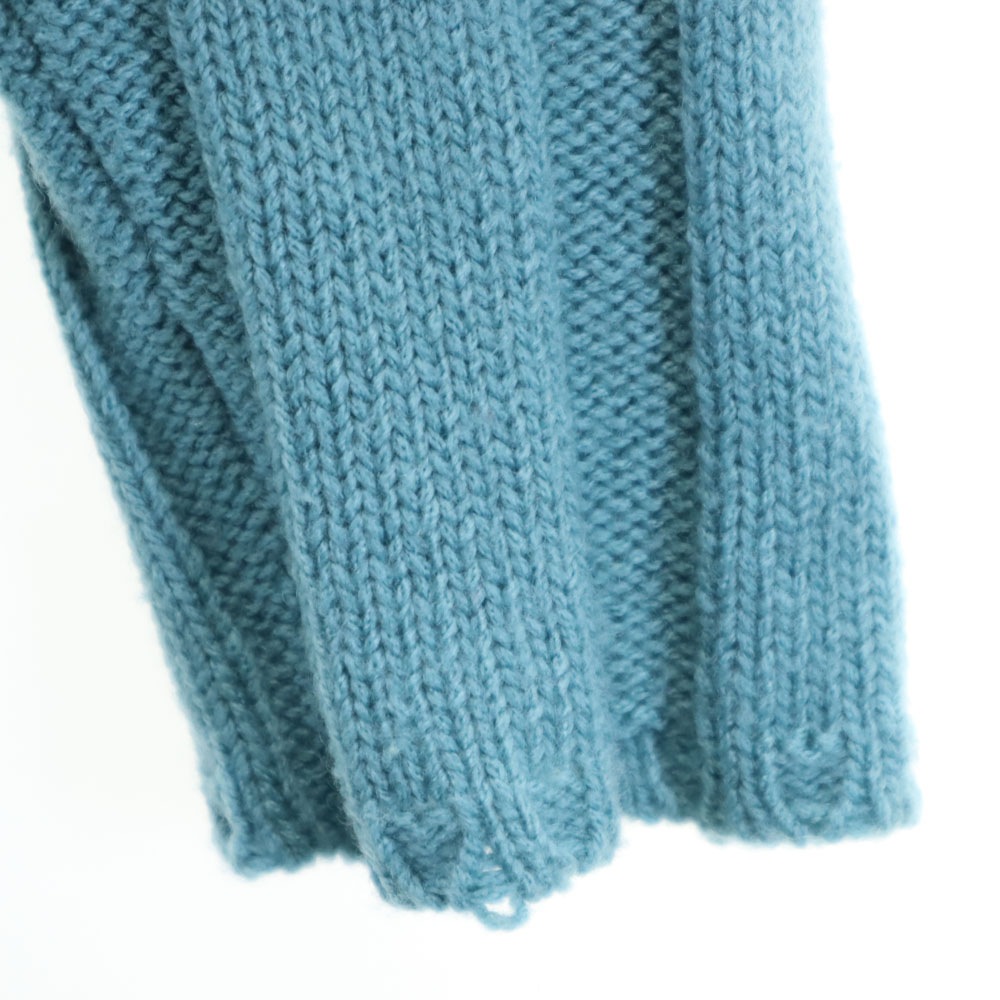 イタリア製 7分袖 ニットカーディガン 40 サックスブルー系 レディース