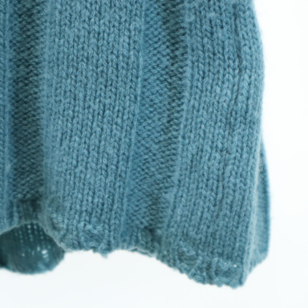 イタリア製 7分袖 ニットカーディガン 40 サックスブルー系 レディース