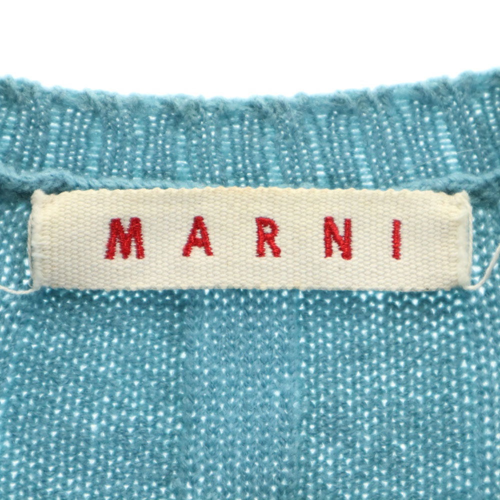 イタリア製 7分袖 ニットカーディガン 40 サックスブルー系 レディース