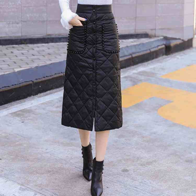 【送料無料】レディース ダウンスカート ダウン ボトムス タイト スカート 巻きスカート ラップスカート 防寒 中綿入り 暖かい 保温 フロントボタン 大きいサイズ 大人可愛い ママコーデ