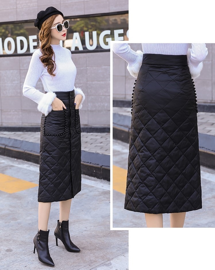 【送料無料】レディース ダウンスカート ダウン ボトムス タイト スカート 巻きスカート ラップスカート 防寒 中綿入り 暖かい 保温 フロントボタン 大きいサイズ 大人可愛い ママコーデ