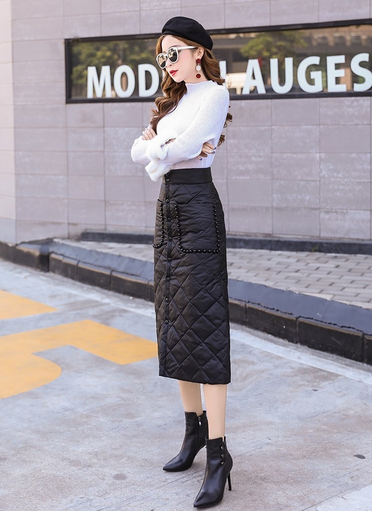 【送料無料】レディース ダウンスカート ダウン ボトムス タイト スカート 巻きスカート ラップスカート 防寒 中綿入り 暖かい 保温 フロントボタン 大きいサイズ 大人可愛い ママコーデ