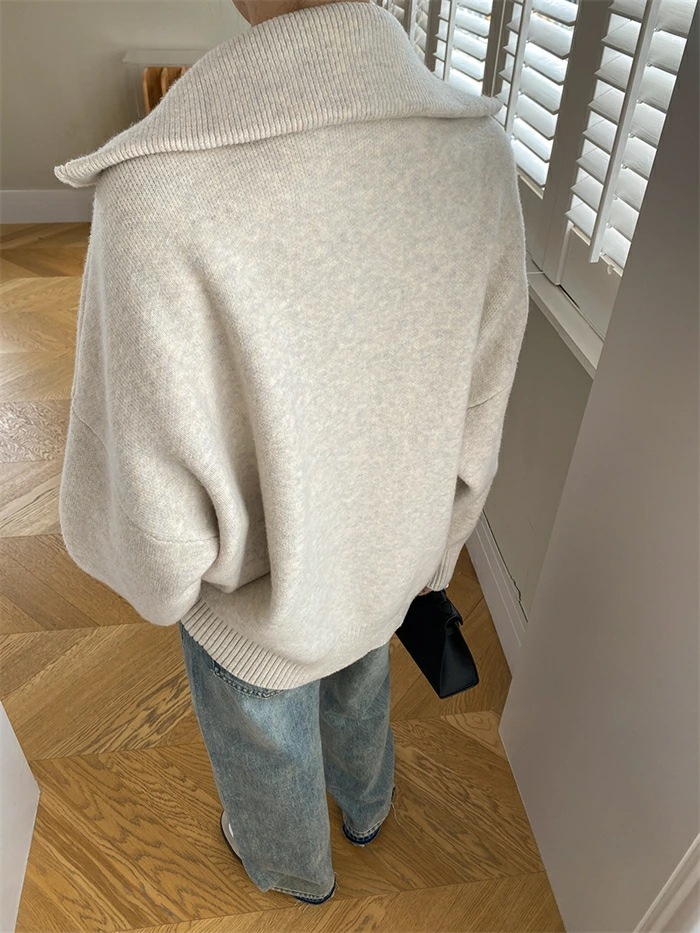 ニットカーディガン レディース 厚手 秋冬 ジャケット ニットジャケット 折襟 ショート丈 コート ダブルジップ ニット カーディガン 羽織り アウター 長袖 ジップアップ セーター ドロップショルダ