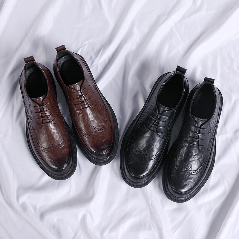 レースアップ メンズ フォーマル 彫刻 メンズ 英国スタイル ブローグ ハンドスクラッチレザーシューズ メンズシューズ ビジネス レトロ