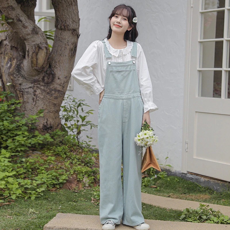 ワイドパンツ 2025 女性 韓国ファッション フレッシュでゆったりとした デニム 減齢洗い水ストラップ長ズボン コーデ完成!サロペット 甘い少女 ワイドパンツ 2025 女性 韓国ファッション フレッシュでゆったりとした デニム 減齢洗い水ストラップ長ズボン コーデ完成!サロペット 甘い少女