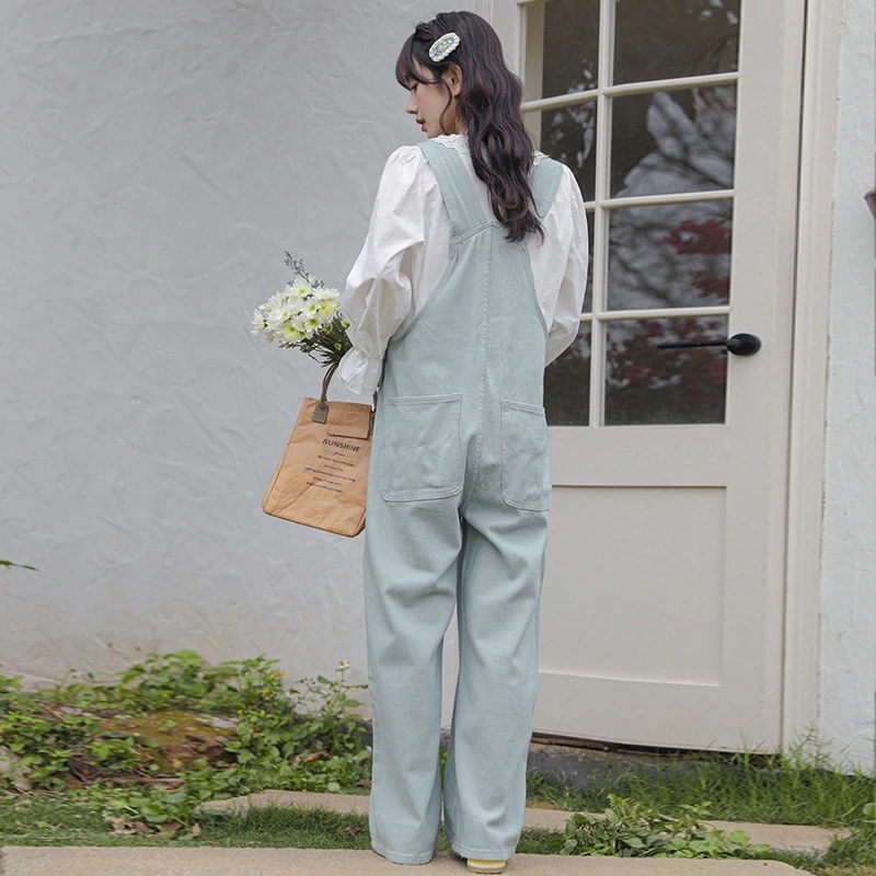 ワイドパンツ 2025 女性 韓国ファッション フレッシュでゆったりとした デニム 減齢洗い水ストラップ長ズボン コーデ完成!サロペット 甘い少女 ワイドパンツ 2025 女性 韓国ファッション フレッシュでゆったりとした デニム 減齢洗い水ストラップ長ズボン コーデ完成!サロペット 甘い少女