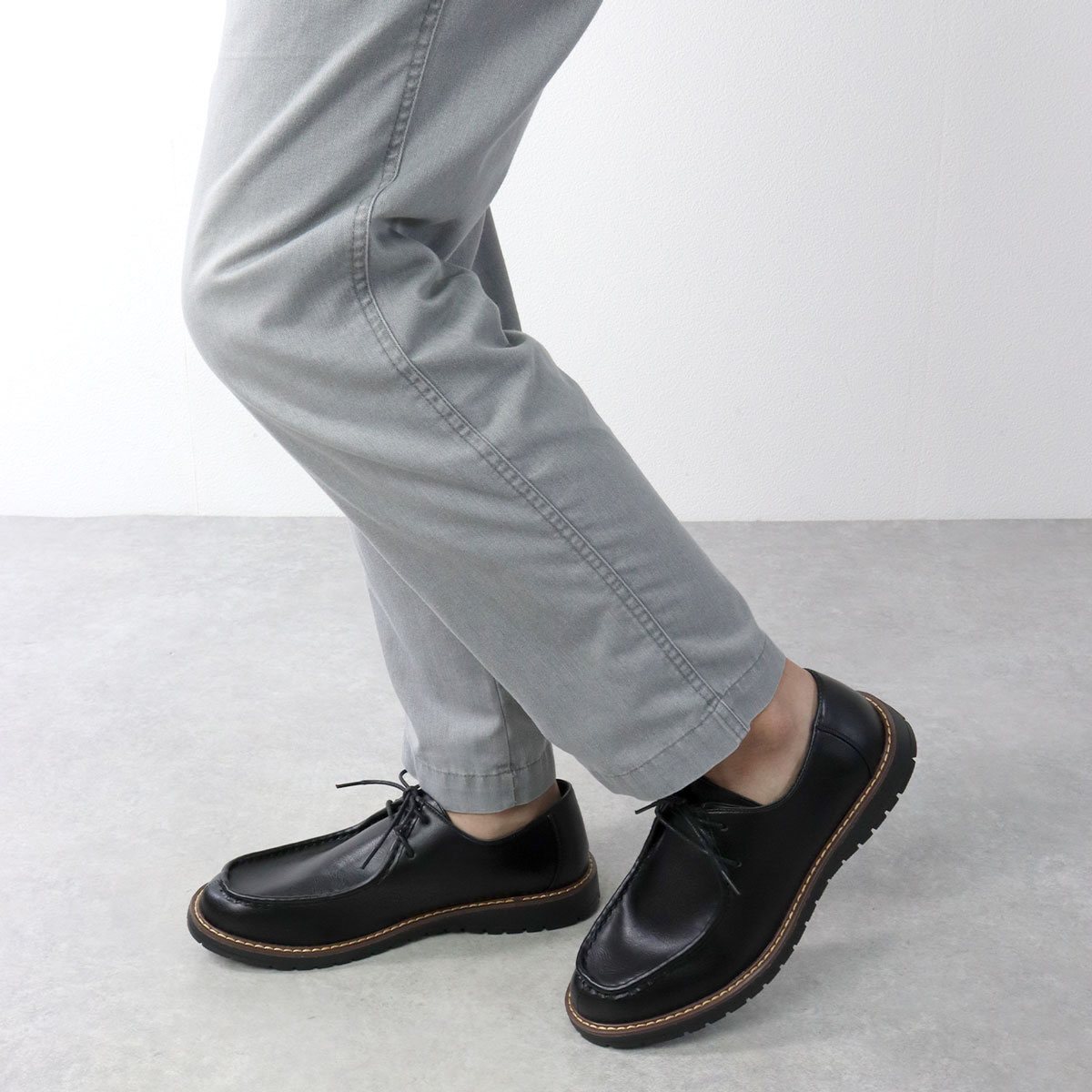 カジュアルシューズ メンズ チロリアン 革靴 紐靴 合成皮革 PUレザー 3E ゆったり 疲れない 歩きやすい 3cmヒール シンプル おしゃれ カジュアル 6342 モカシン ビジネス