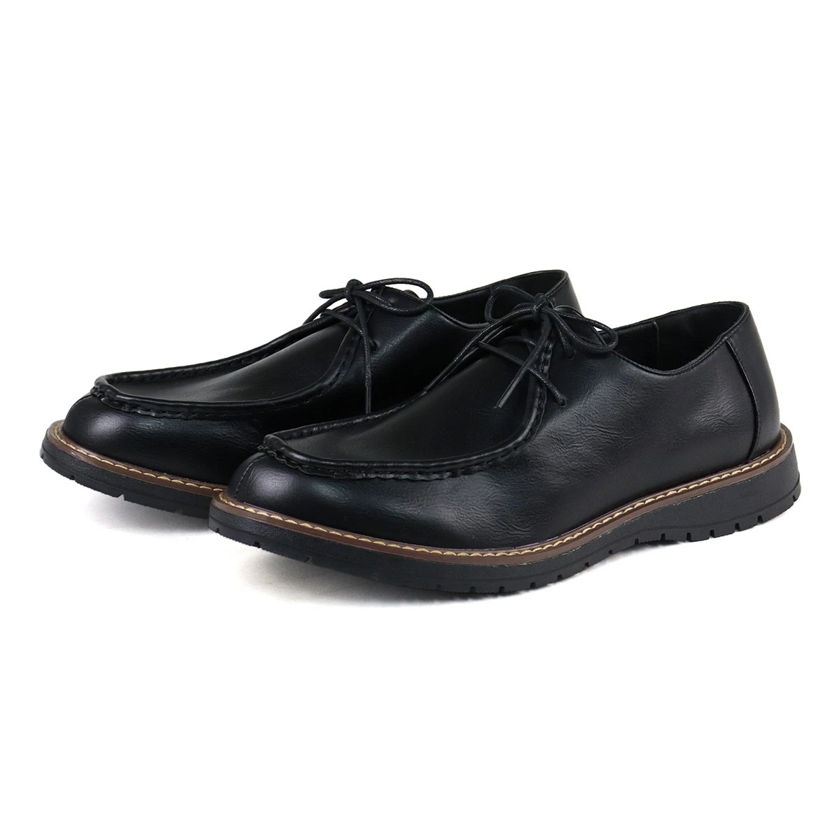 カジュアルシューズ メンズ チロリアン 革靴 紐靴 合成皮革 PUレザー 3E ゆったり 疲れない 歩きやすい 3cmヒール シンプル おしゃれ カジュアル 6342 モカシン ビジネス