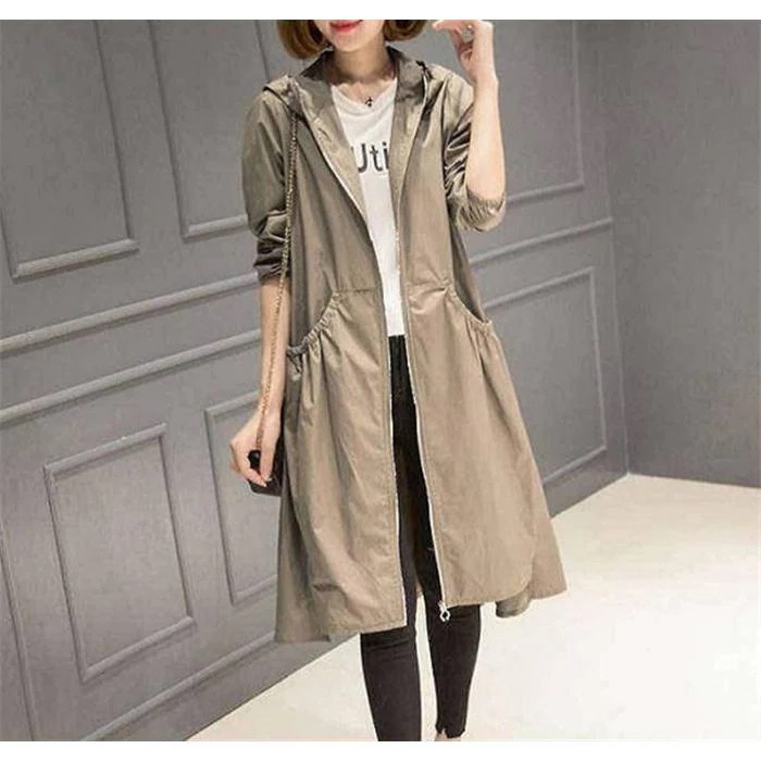 【送料無料】トレンチコート レディース 春 スプリングコート 長袖 フード付き ライトアウター ジャケット コート カジュアル 大きいサイズ 通勤 L オフィス