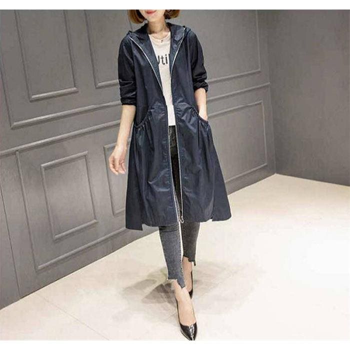 【送料無料】トレンチコート レディース 春 スプリングコート 長袖 フード付き ライトアウター ジャケット コート カジュアル 大きいサイズ 通勤 L オフィス