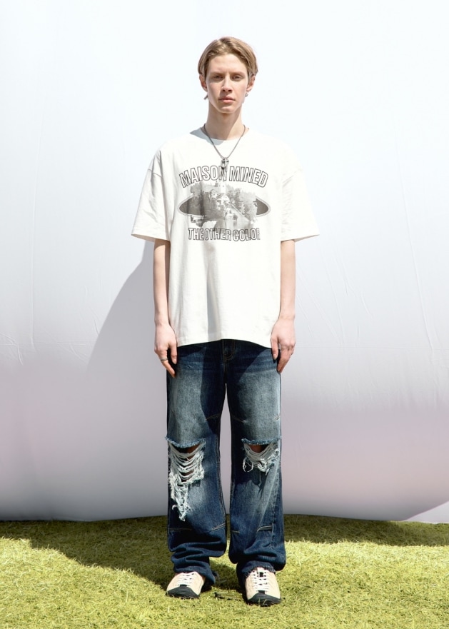 【MAISON MINED】 DAMAGE DART SEMI WIDE DENIM PANTS 【MAISON MINED】 DAMAGE DART SEMI WIDE DENIM PANTS