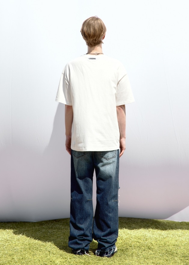 【MAISON MINED】 DAMAGE DART SEMI WIDE DENIM PANTS 【MAISON MINED】 DAMAGE DART SEMI WIDE DENIM PANTS