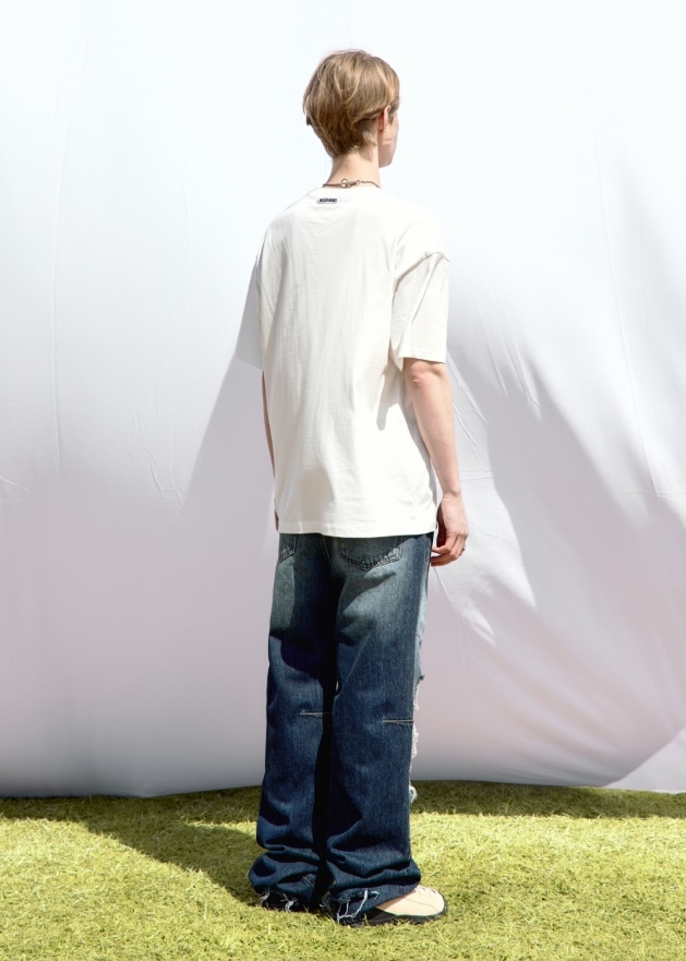 【MAISON MINED】 DAMAGE DART SEMI WIDE DENIM PANTS 【MAISON MINED】 DAMAGE DART SEMI WIDE DENIM PANTS