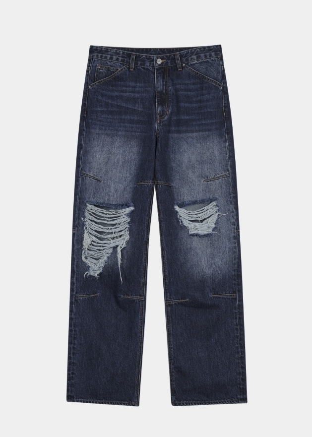 【MAISON MINED】 DAMAGE DART SEMI WIDE DENIM PANTS 【MAISON MINED】 DAMAGE DART SEMI WIDE DENIM PANTS