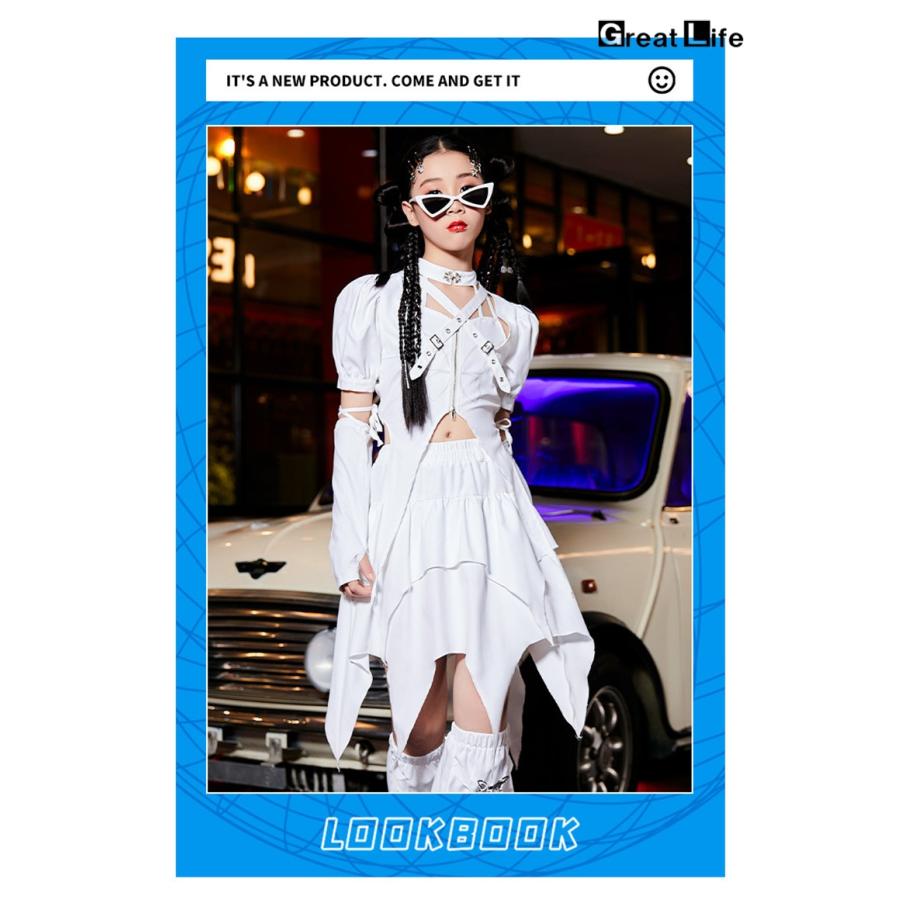 [新品発売]スカートセット 黒 白 女子 ダンス衣装 レッグウォーマー キッズダンス セットアップ JAZZ ジャズ hiphop 可愛い ダンス衣装 子供服 ガールズ おしゃれ チアガ