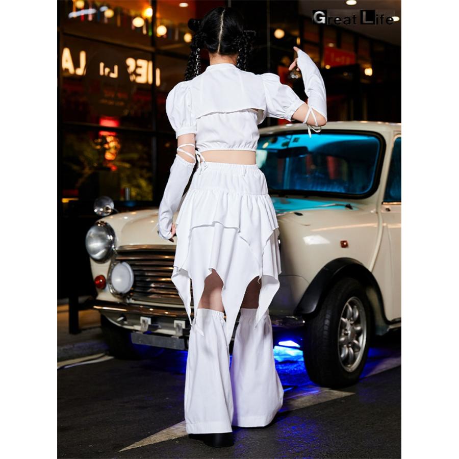 [新品発売]スカートセット 黒 白 女子 ダンス衣装 レッグウォーマー キッズダンス セットアップ JAZZ ジャズ hiphop 可愛い ダンス衣装 子供服 ガールズ おしゃれ チアガ