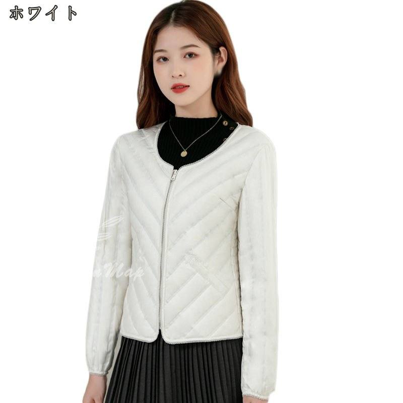 ダウンジャケット レディース 無地 軽量 ライトダウン アウター 上着 秋 冬 服 ショート 暖かい ダウンコート ラウンドネック 薄手 防風 防寒 保温 大きいサイズ カジュアル 通勤 通学 ジャケ
