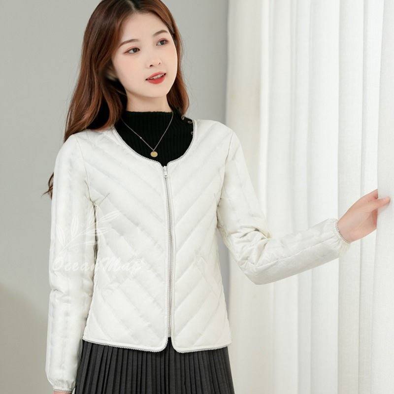ダウンジャケット レディース 無地 軽量 ライトダウン アウター 上着 秋 冬 服 ショート 暖かい ダウンコート ラウンドネック 薄手 防風 防寒 保温 大きいサイズ カジュアル 通勤 通学 ジャケ
