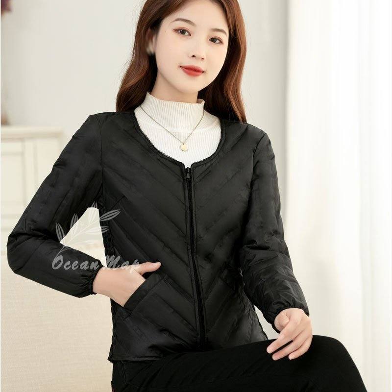 ダウンジャケット レディース 無地 軽量 ライトダウン アウター 上着 秋 冬 服 ショート 暖かい ダウンコート ラウンドネック 薄手 防風 防寒 保温 大きいサイズ カジュアル 通勤 通学 ジャケ