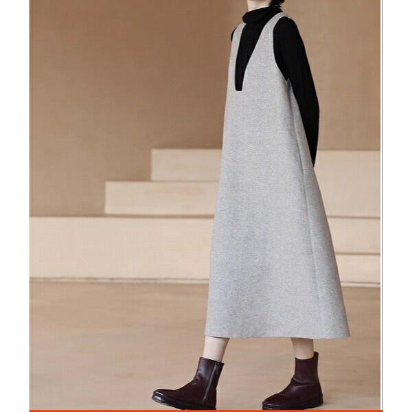 新规入荷続々 大人ジャンバースカート 前後自由自在 ヘリンボーン 上質ウール混紡 フレアスカートひざ下丈 ゆったり 変形デザイン ミモレ丈 通勤通学20代30代40代50代60代 新规入荷続々 大人ジャンバースカート 前後自由自在 ヘリンボーン 上質ウール混紡 フレアスカートひざ下丈 ゆったり 変形デザイン ミモレ丈 通勤通学20代30代40代50代60代