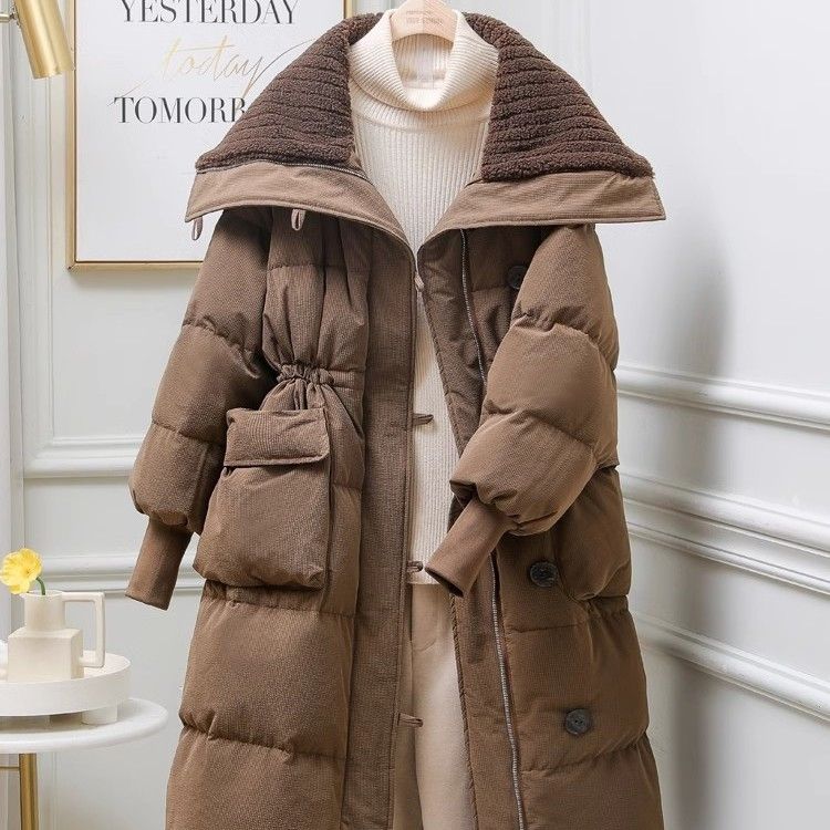 ロングタイプ綿ジャケット韓国ファッション 秋冬マキシ丈アウター 防寒 中綿ロングコート レディース綿ブルゾン 防寒 厚手ジャケットフリースで決まり！ダウン混綿ジャケット