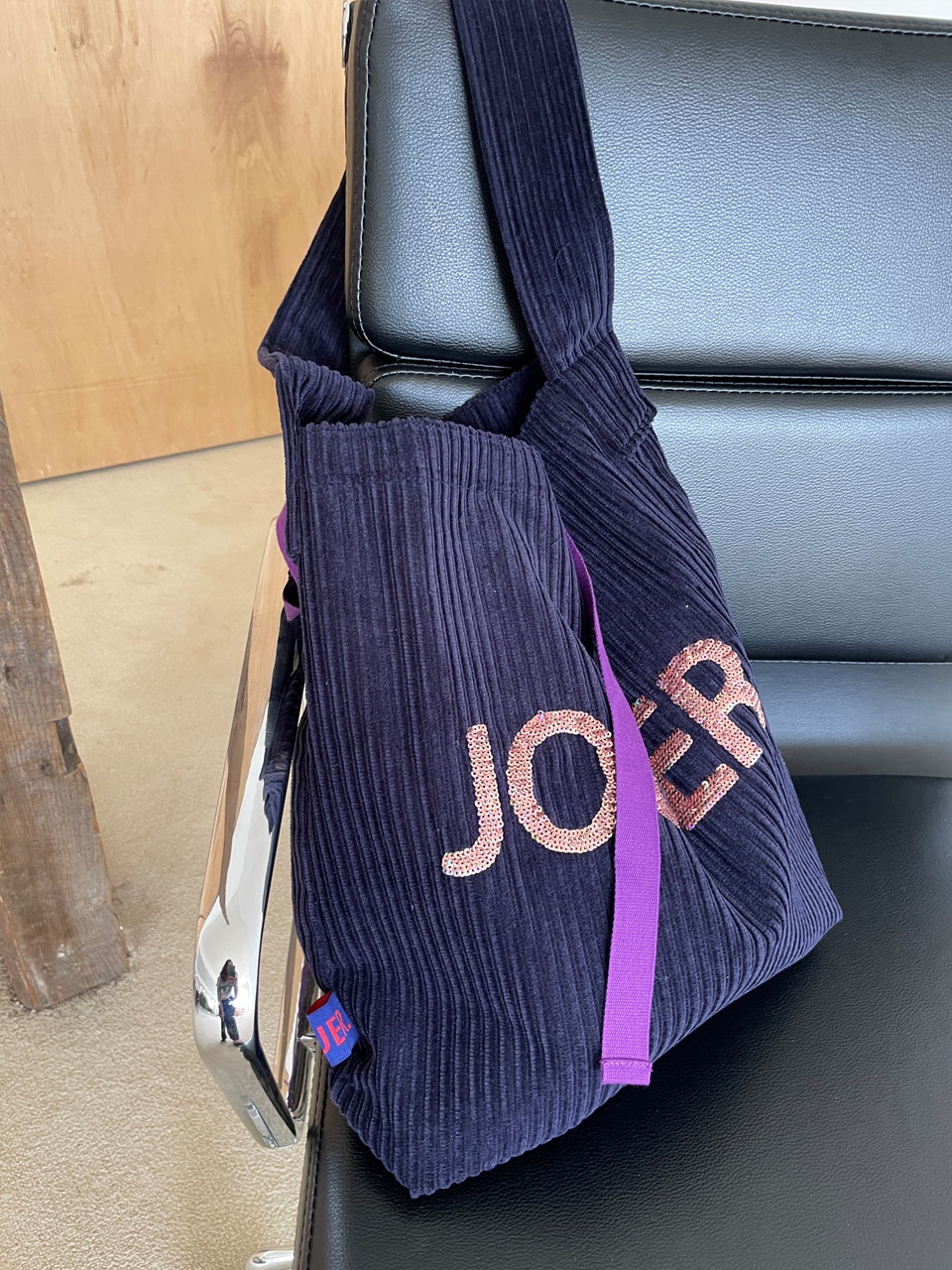 Spangle shoulder bag. corduroy navy.