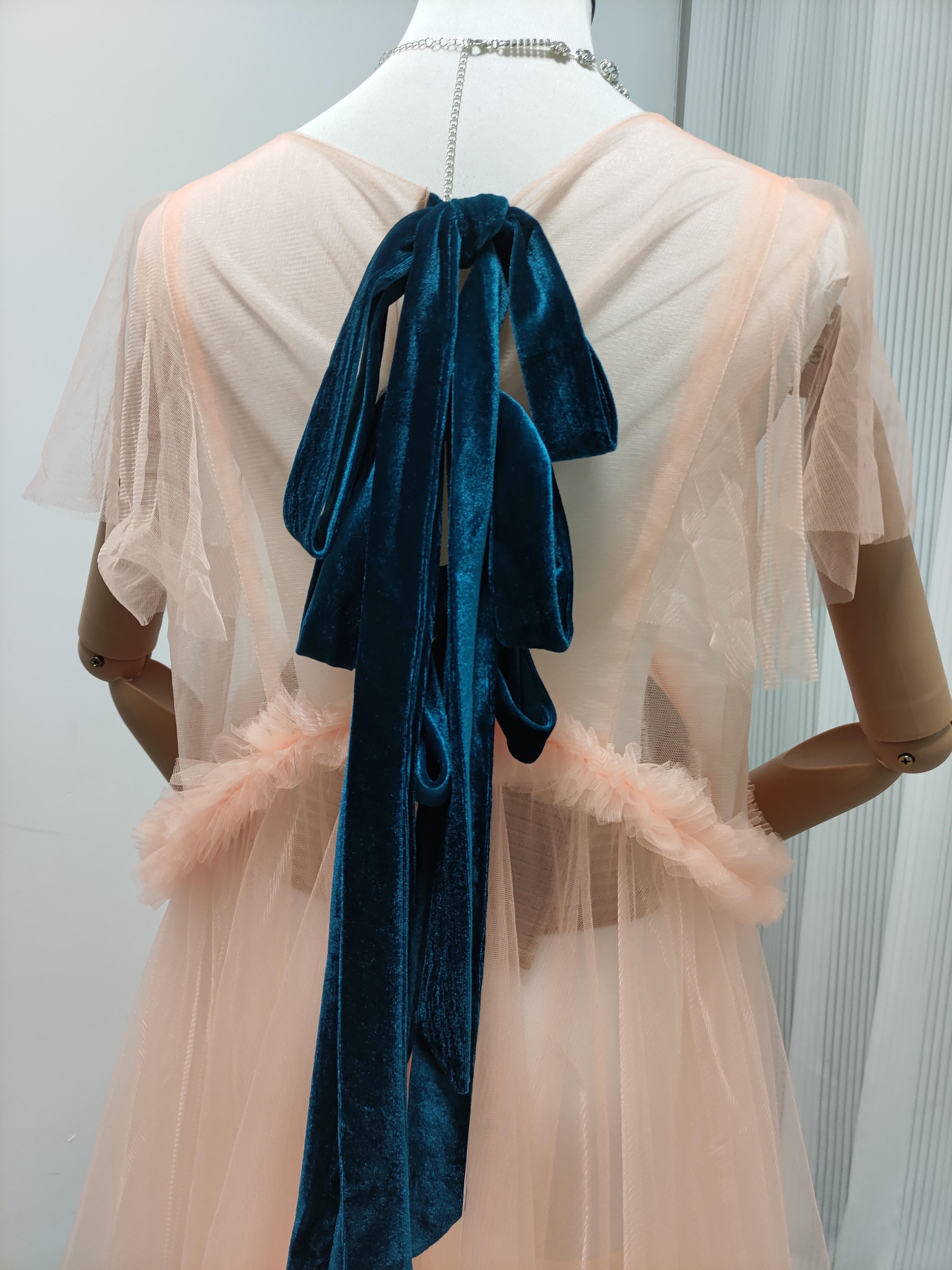 妊婦ドレス マタニティ オレンジ シースルー ワンピース 写真撮影 ソフトチュール