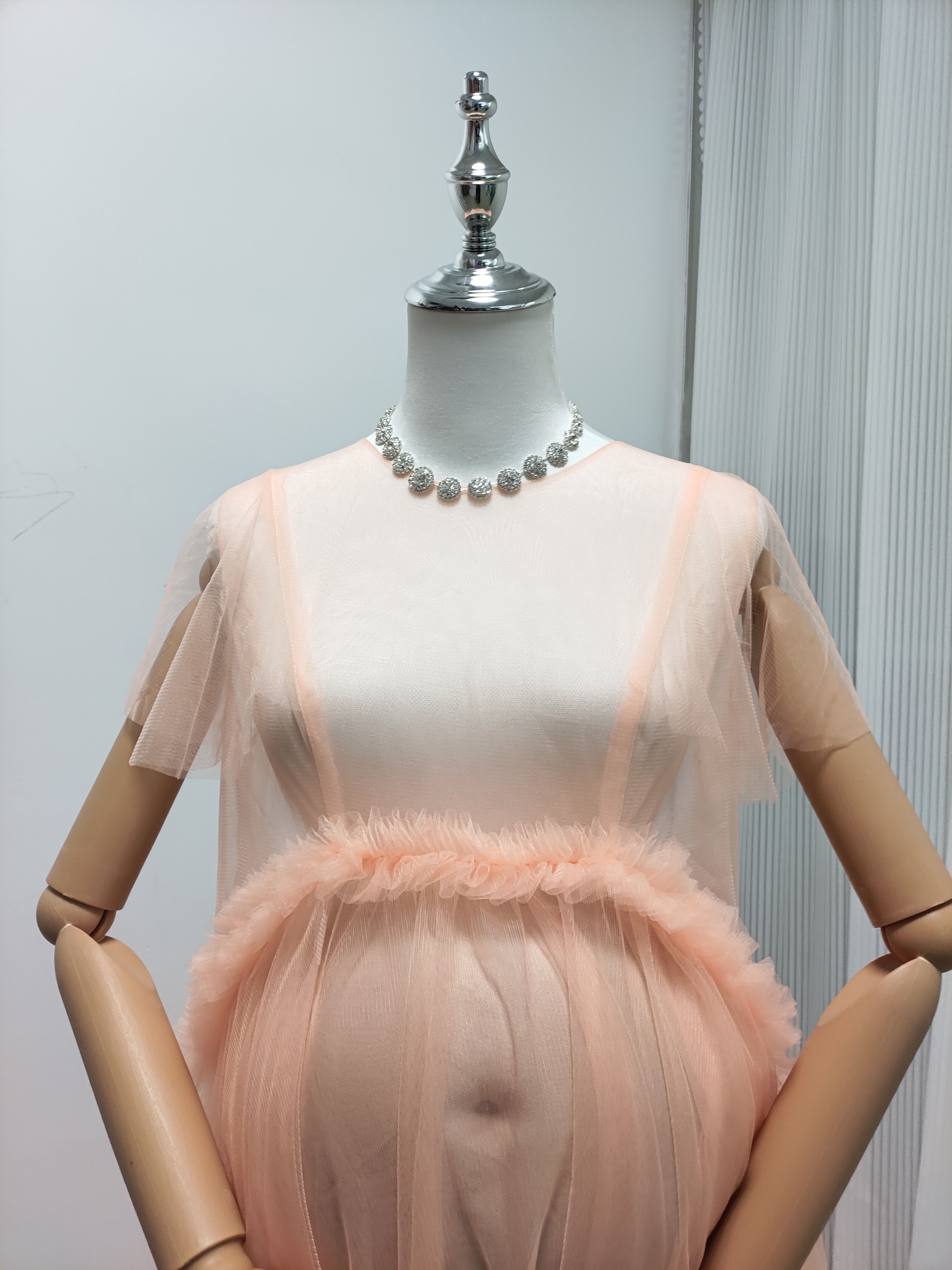 妊婦ドレス マタニティ オレンジ シースルー ワンピース 写真撮影 ソフトチュール