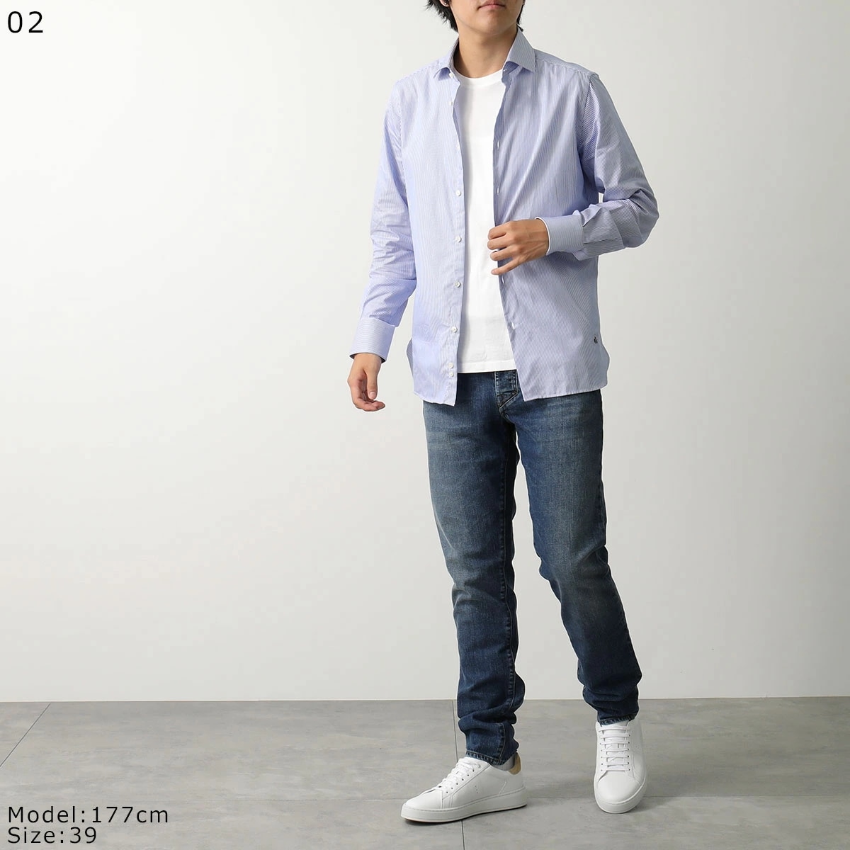 GUY ROVER ギローバー シャツ 3750V2530 542210 メンズ コットン セミワイドカラー ストライプ ワンポイント刺繍 長袖 カラー2色 【】 GUY ROVER ギローバー シャツ 3750V2530 542210 メンズ コットン セミワイドカラー ストライプ ワンポイント刺繍 長袖 カラー2色 【】