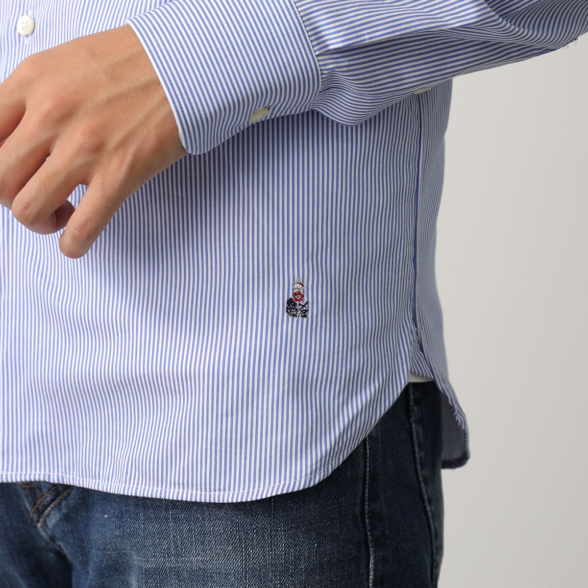 GUY ROVER ギローバー シャツ 3750V2530 542210 メンズ コットン セミワイドカラー ストライプ ワンポイント刺繍 長袖 カラー2色 【】 GUY ROVER ギローバー シャツ 3750V2530 542210 メンズ コットン セミワイドカラー ストライプ ワンポイント刺繍 長袖 カラー2色 【】