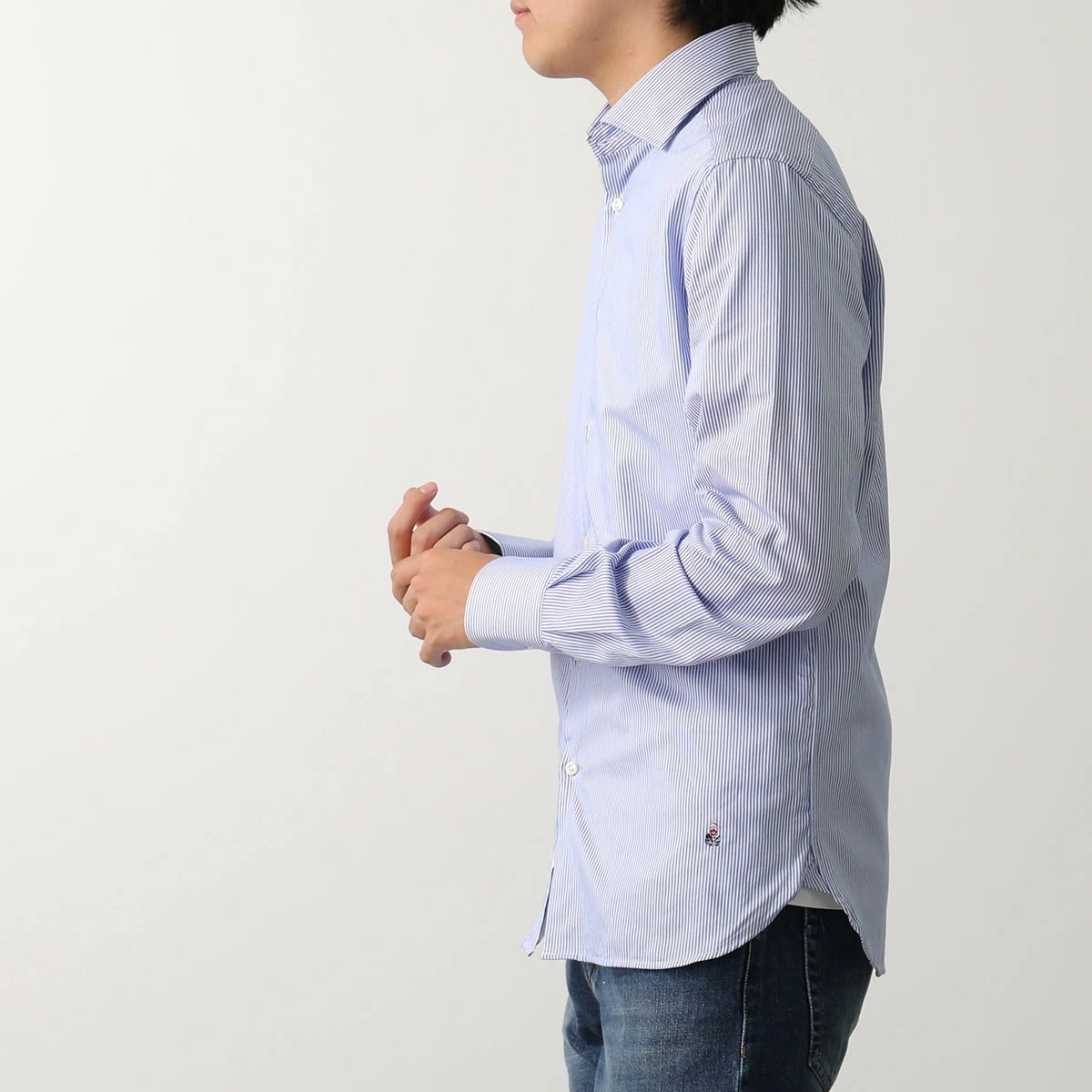 GUY ROVER ギローバー シャツ 3750V2530 542210 メンズ コットン セミワイドカラー ストライプ ワンポイント刺繍 長袖 カラー2色 【】 GUY ROVER ギローバー シャツ 3750V2530 542210 メンズ コットン セミワイドカラー ストライプ ワンポイント刺繍 長袖 カラー2色 【】